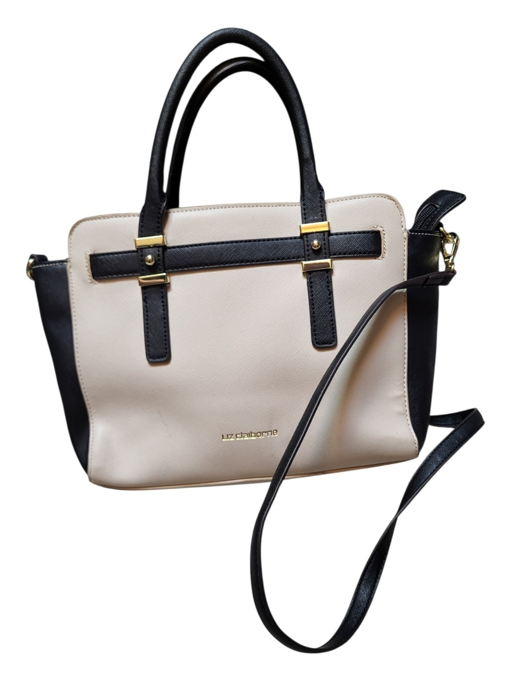 Liz Claiborne Mini Tuxedo Tote Bag in Cream and Black